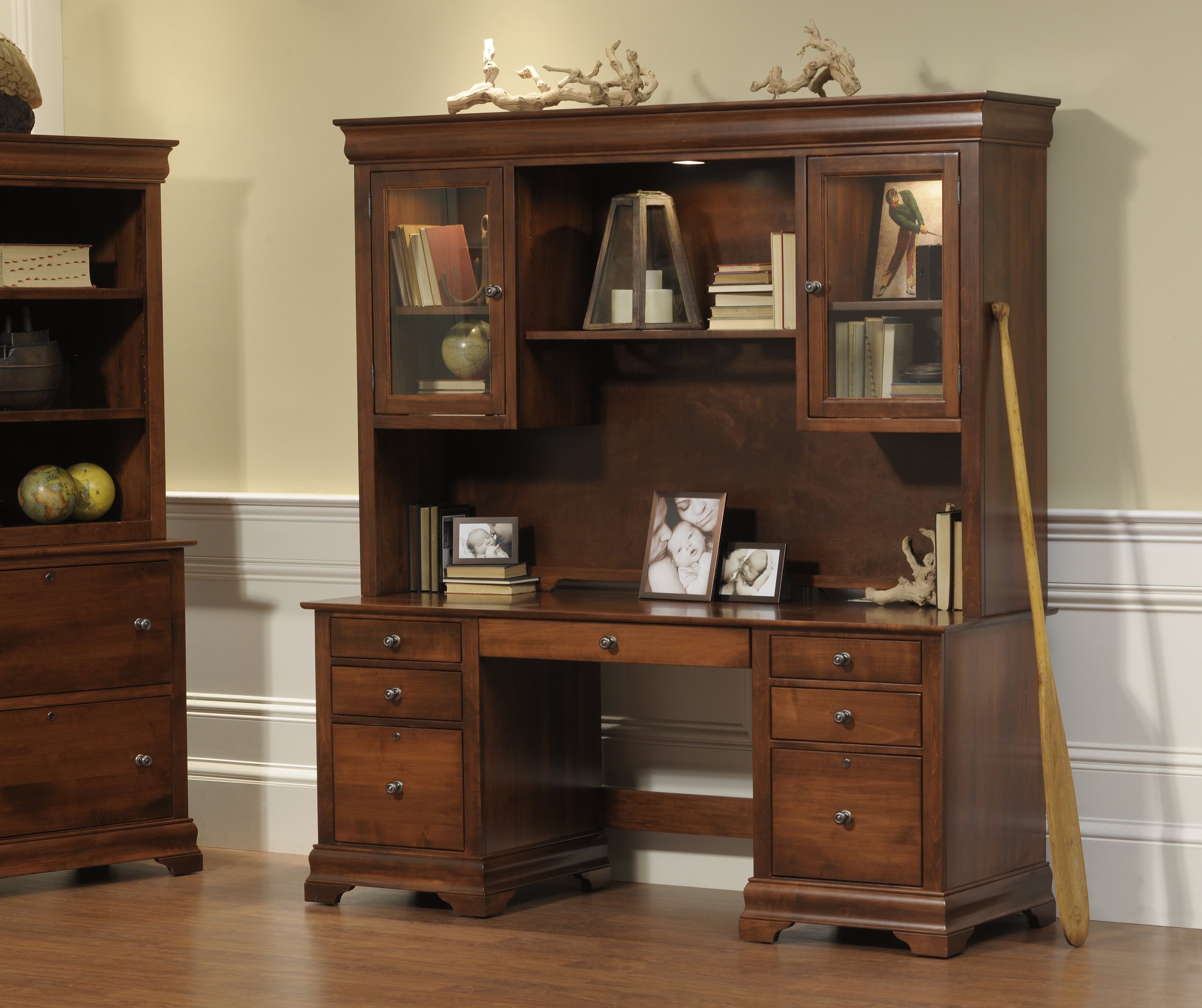 made in france \" vivel \" オーダーデスク I shaped デスク W1200×D600 引出付き ウォルナット RFILD-1260DM-DR